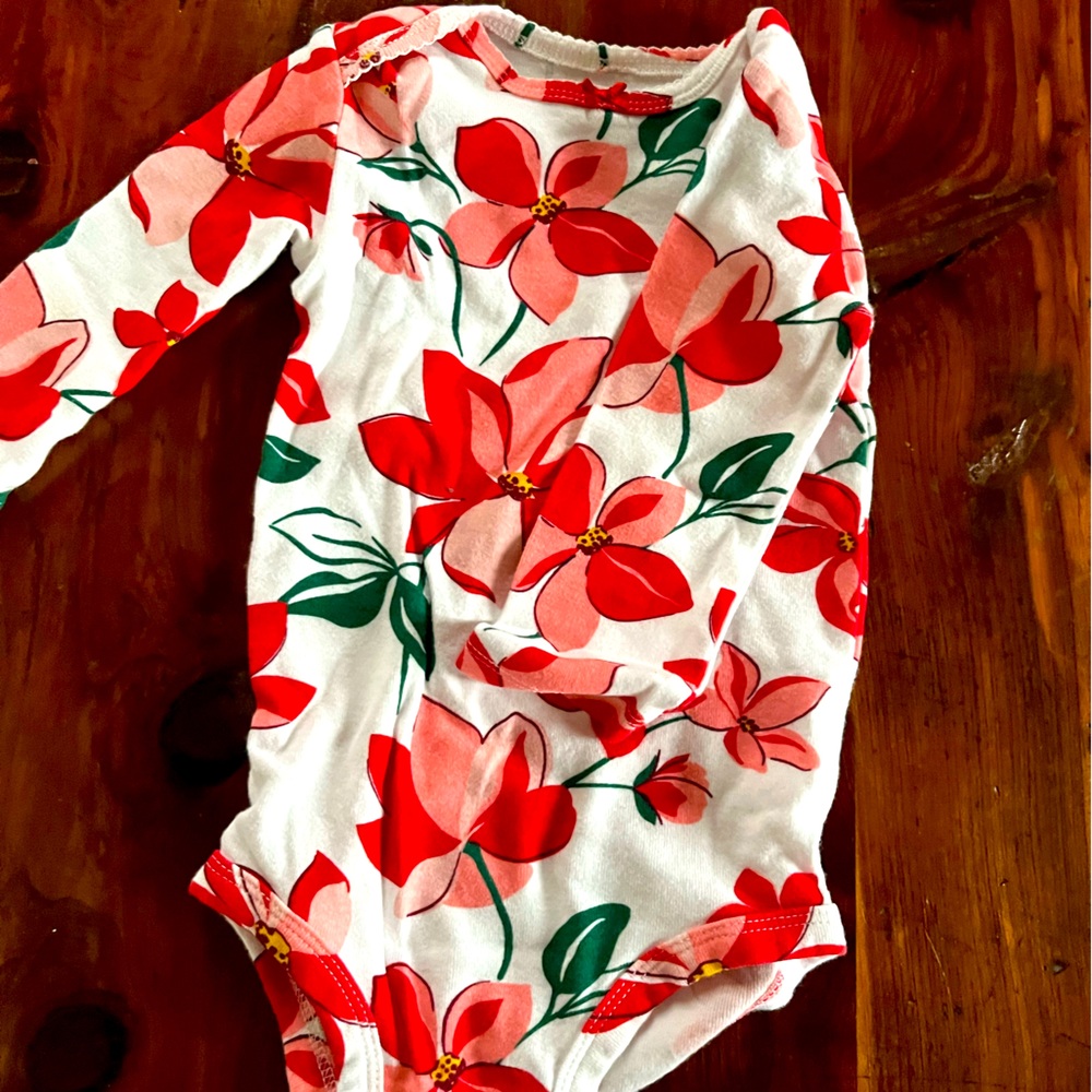 12m Carter’s Poinsettia long sleeve onesie